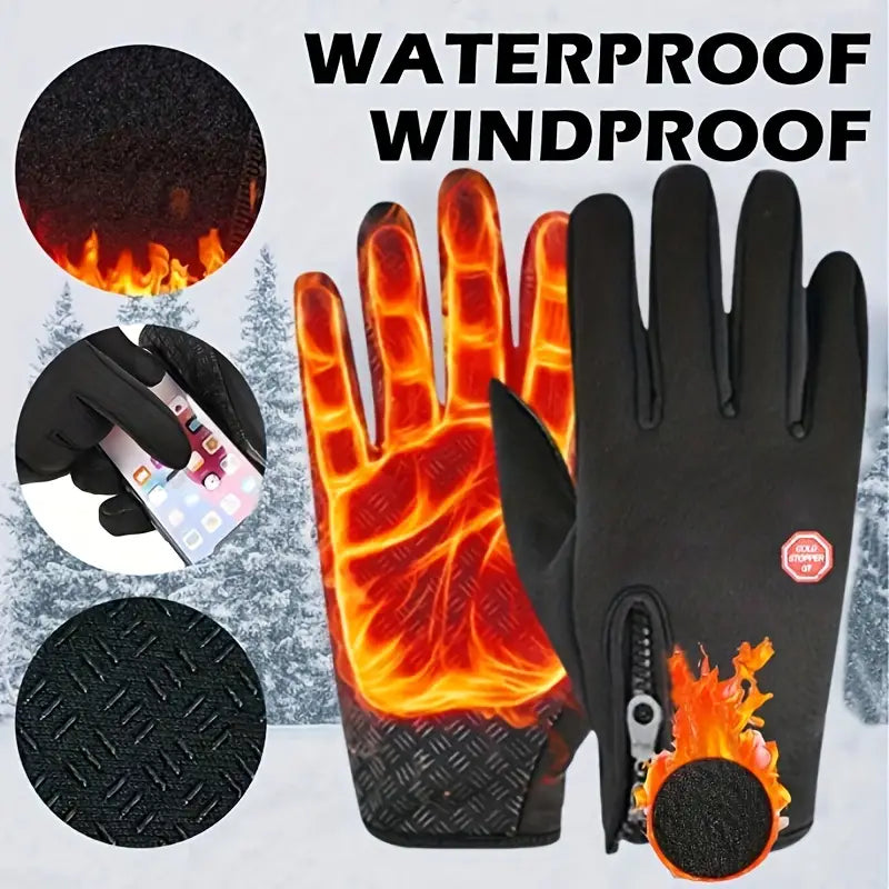 Outdoor Winter Gloves, Touchscreen and Windproof Full-Finger Gloves for Sports, Travel, and Daily Activities
