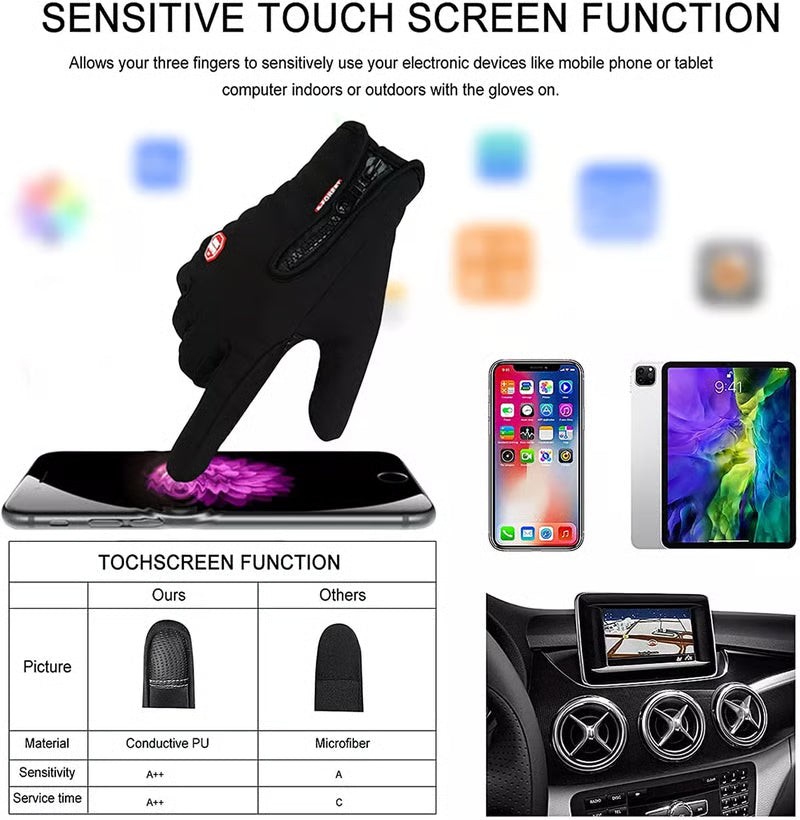 Outdoor Winter Gloves, Touchscreen and Windproof Full-Finger Gloves for Sports, Travel, and Daily Activities