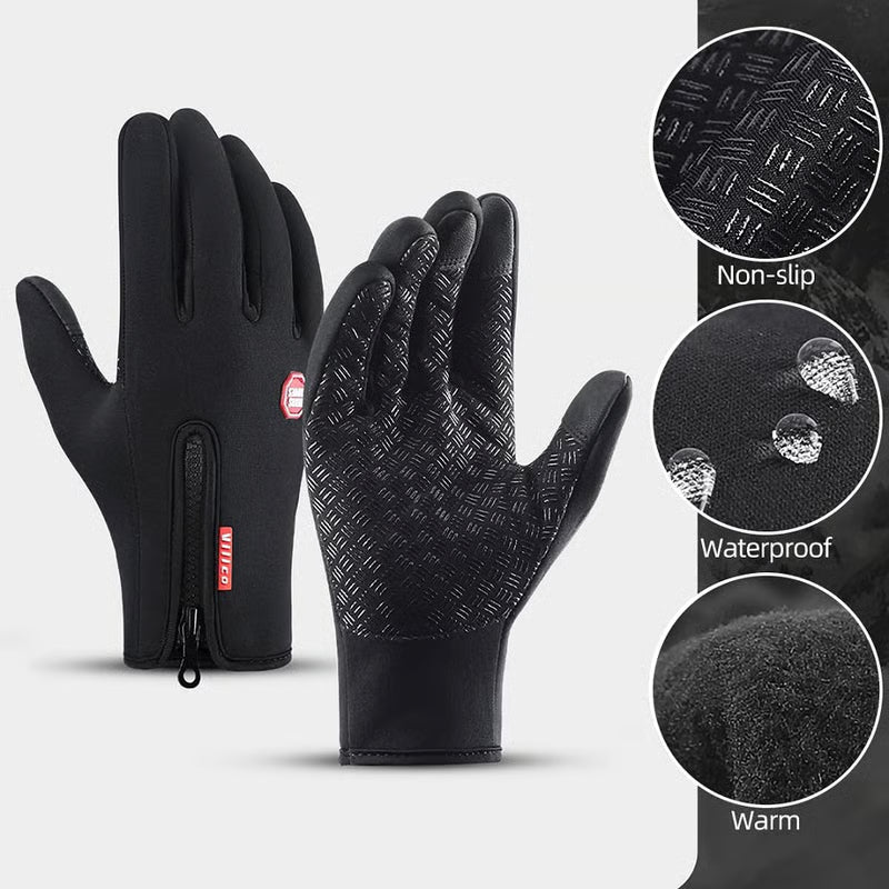 Outdoor Winter Gloves, Touchscreen and Windproof Full-Finger Gloves for Sports, Travel, and Daily Activities