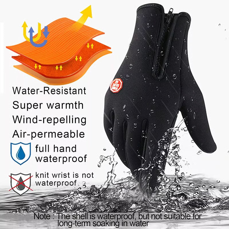 Outdoor Winter Gloves, Touchscreen and Windproof Full-Finger Gloves for Sports, Travel, and Daily Activities